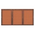 United Visual Products Double Door Enclosed EZ Tack Board, 60"x36", Cherry/Grey UV104EZ-GREY-CHERRY